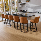 Ollega 26" Brown Counter Height Bar Stools Set of 6, Anti-Pinch Swivel