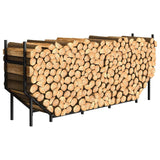 Ebeneze 5.9ft Firewood Rack Holder, Outdoor Indoor Heavy Duty Metal Wood Stand, Adjustable Stacker Fireplace Lumber Organizer, Bottom Widening for Deck Patio Logs Storage Carrier Tool, Black
