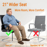 Sidanli Office Reception Chair No Wheels, Stationary Non Rolling PU Leather Mid Back Guest Chair with Sled Base for Conference Waiting Area, Black Set of 2
