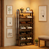 MKSDJIW 7-Tier Shoe Rack, 14 Pairs of Shoes, Made of Solid Wood, Tall Shoe Shelf with Removable Shelves, Suitable for Corners, Entryways, Wardrobes, and Doorways, (Walnut)
