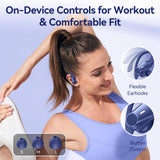 Active Noise Cancelling Ear Buds Wireless Bluetooth Headphones 80H Playtime Display Charging Case 50dB ANC Over Ear Hooks Earbuds with Hi-Res Sound & Clear Calls for Sports Running Gym Workout Blue