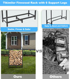 Tikimilor 2.8ft Firewood Rack Holder, Adjustable Heavy Duty Fire Log Stacker Stand for Fireplace, Outdoor Indoor Metal Wood Pile Storage Organizer, Patio Logs Stand tool, Black