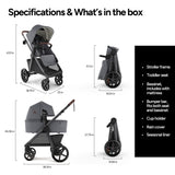 Mompush Ultimate 3 Full-Size Stroller with Bassinet, Newborn to Toddler