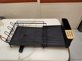 SPACORA Extendable Dish Drying Rack, Carbon Steel, Black, 19.2"-26.7" L x 12.9" W x 7.2" H, with Cutlery Holder, Cup Holders, Anti-Rust, Countertop