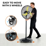FUGOO High-Velocity Quiet Pedestal Fan with Remote, 30"-9800 CFM, Brushless DC Motor, Oscillating, 50% Energy Savings for Patios, Garage, Workshop