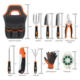 Gardening Tools,10PCS Stainless Steel Heavy Duty Garden Tool Set,Non-Slip Ergonomic Handle and Outdoor Garden Shovel