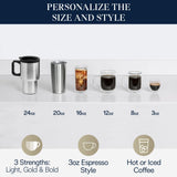 De'Longhi True Brew Drip Coffee Maker, Built in Grinder, Single Serve, 8 oz to 24 oz, Hot or Iced Coffee, Stainless, CAM51025MB
