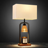 PoKat 21.5'' Lamp Candle Warmers Set of 2 Black, Farmhouse Candle Warming Lamps with Timer Dimmer & Wood-Like Base, Warmer Lamp Jar Candles, Table Lamps for Bedroom End Table Decor, Bulb Included