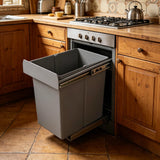 20L Hidden Pullout Trash Bin with Lid - Retractable Guide Rail, ABS Material & PP Lining, Under Sink Waste Can for Bathroom, Bedroom, Office, and Living Room