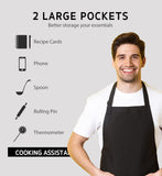 Lenenz Bib Apron (Pack of 12) - Adjustable 100% Cotton Kitchen Apron with 2 Pockets, Durable Black, Unisex for Cooking, Chef, BBQ & Restaurant Use