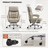 Ergonomic Executive Office Chair with Arms, Reclining High Back PU Leather Comfy Swivel Computer Desk Chairs with Wheels