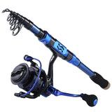 Sougayilang Spinning Fishing Rod Reel Combos,Portable Telescopic Fishing Pole,12+1 Ultra Smooth Spinning reels for Travel Saltwater Freshwater Fishing Sougayilang