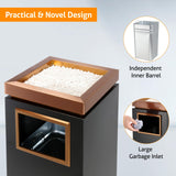 WICHEMI Commercial Outdoor Trash Can, Stainless Steel Indoor Outdoor Trash Can with Lid, Removable Inner Bucket Metal Garbage Can for Home, Office, Restaurant Elevator Entrance - 13 Gallon WICHEMI