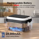 EDCREATY Electric Heated Lunch Box, 1.5L - 6.3 Cups 100W Rechargeable Smart Self-Heating Food Warmer with Removable Divider, Spoon, Fork, BPA Free, Portable Lunchbox for Car Travel Office Black