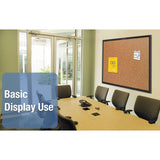 Quartet Cork Bulletin Board 36"W x 24"H Pin Board, Black Aluminum Frame (2303)