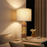 KIVDITZO 27.5" Rustic Living Room Table Lamps Set of 2 with Night Light, Leather Table Lamps with USB A+C Ports for Bedroom, Bedside Lamp with Linen Shade for Office Bedroom Nightstand(Bulb Included)