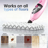 12-in-1 Steam Mop Cleaner, 15-Sec Fast Heat-Up, 1200W Floor Steamer with Double-Sided Pads, Removes 99.99% Stubborn Stains for Hardwood Floors, Marble, Clothes, Windows, Tiles, White