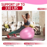 Hungdao 6 Pack 22 Inch Heavy Duty Exercise Balls Inflatable Pregnancy Yoga Pilates & Fitness Ball for Stretching Balance Therapy and Physical Fitness(Pink)