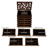 Apexonix Wood Jewelry Box 6-Tier Large Jewelry Organizer Cabinet with 5 Drawers Women Girls Storage Display Case for Necklace Rings Earrings Accessories, with Mirror and Lock (Without Mirror-brown)