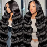 KRKRYQ 38 Inch Body Wave Human Hair Wig Pre Plucked 180% Density 13x6 HD Transparent Lace Frontal Wigs Human Hair Glueless Human Hair Wigs For Women Natural Color