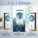 COSTWAY Evaporative Air Cooler, 3-in-1 Portable Swamp Cooler w/Fan & Humidifier, Air Cooling Fan w/ 360° Rotating Fan Blade, 3 Modes, 24 Speeds, 12H Timer, 2 Ice Packs, LED Display, Remote Control