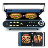 COSTWAY Panini Press, 1200W Sandwich Maker with LED Touch Panel, Non-Stick Coated Plates & Removable Drip Tray, 180 Degrees with 7 Grilling Modes for any Thickness for Quesadillas, Burgers & More