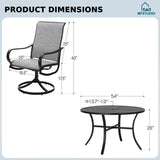 MFSTUDIO 7 Pcs Patio Table and Chairs Set, 54'' Round Metal Table