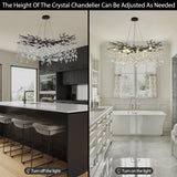 kvtinmty Modern Black Crystal Tree Branch Chandelier,14-Light 40" Black K9 Crystal Chandeliers for Living Room, Round Chandelier for Dining Room,High Ceiling,Kitchen Island,Foyer,Staircase