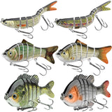 6pcs Fishing Lures for Freshwater and Saltwater, IEVEI Slow Sinking Most Lifelike Jointed Swimbait for Bass Trout Crappie Walleye Pike, Amazing Fishing Gifts for Men and Family Fishing