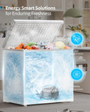 TABU 12.0 Cu Ft Chest Deep Freezer, Large Freestanding Chest Freezer with 7 Level Adjustable Thermostat, Compact Top-opening Deep Freezer with Removable Storage Basket, White