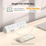 VILONG Desk Clamp Power Strip USB C 65W,Edge Mount Outlet,6FT,White