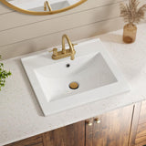 20"W x 18"D Drop In Bathroom Sink with 4-in Centerset & 3 Faucet Holes, Los Flexi 20 Inch Rectangular White Ceramic Vanity Sink with overflow, Modern Bathroom Vessel Sink for Vanity Top