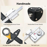 universal trotter Vintage PU Leather Luggage Set, Retro Trunk Suitcase with Wide Aluminum Frame, TSA Key Locks and Smooth 360° Spinner Wheels (Ivory Signature,12"+20"+26")