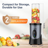 KOIOS Smoothie Blender, 900W Personal Blender for Shakes and Smoothies for Kitchen with 2 Portable Cups 22oz, Single Serve Smoothies Maker Mixer for Juices, Nutritious Recipe, Grey Blue