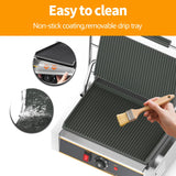 HTTSICHI Commercial Panini Press - 2200W Commercial Electric Panini Sandwich Grill w/Nonstick Coating & Adjustable Temp, Panini Grill Press w/ 14"x9" Cooking Pan, Double-sided Heating
