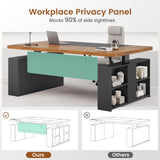 Executive Height Adjustable Desk with Power Outlets, Large Computer Office Desk