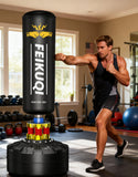 Standing Punching Bag for Adults, Feikuqi 205lbs Boxing Bag with Stand, Shock Absorber, Suction Cup Base, Punching Bag Stand for Adult, Standing Kickboxing Bag for Home Office Gym