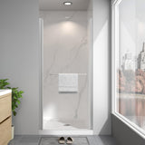 EASYWORC Frameless Pivot Shower Door 32"-34" W x 72" H, Swing Shower Glass Doors with Nano Explosion-Proof Film Tempered Glass 1/4"(6mm) Reversible Installtion, Brushed Nickel Finish