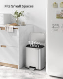 Trash Can, Garbage Can with Lid, 5.2-Gallon (20L) Step Trash Bin for Kitchen, Stainless Steel, Soft Close and Stays Open