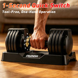 25/55lb Adjustable Dumbbell Set of 2, 5-in-1/10-in-1 Free Weights with Anti-Slip Texture Handle for Exercise, Fitness Equipment Set for Home Gym Strength Training, Suits Both Men and Women(Black 25LBS Pair)