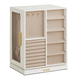 SONGMICS Jewelry Box 360° Rotating, Jewelry Storage Case with 5 Drawers, Jewelry Organizer, Glass Window, Spacious, Vertical Jewelry Storage, Open Design, Great Gift, Cloud White UJBC170W01