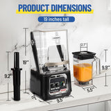 CRANDDI Commercial Blender, 2200W Countertop Blenders with Removable Shield, Quiet Smoothie Blender for Shakes and Ice Crushing (Black)
