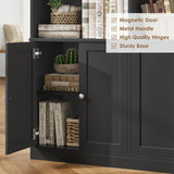 FACBOTALL 78" Tall Bookshelf, 5 Tier Large Black Arched Bookcase with Doors