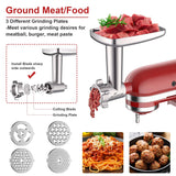 Metal Meat Grinder Attachment for KitchenAid Stand Mixer, Meat Grinder for Kitchen Aid Includes 4 Grinding Plates, 3 Sausage Stuffer Tubes, 2 Grinding Blades, Food Grinder Attachment for KitchenAid