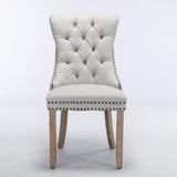 MOOLSUN Linen Dining Chairs Set of 6, High Back Side Chairs, Modern Padded High-End Tufted Upholstered Chairs with Button-Tufted Back & Rear Pull Tabs, Solid Wood Legs F-Beige(Solid Wood Legs)