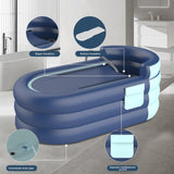 Inflatable Bathtub & Bubble Spa Mat- Portable Hot Tub for Adults, Equipped with a Bubble Math Mat for Massage, Fits Any Bathroom, Foldable Design for Renters/Apartments (65"x33"x26" 220lb)