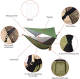 Camping Hammock with Rain Fly Tarp and Mosquito Net Portable Single Double Hammock Tent | Green FIRINER