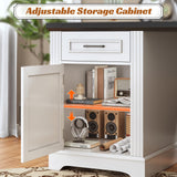 Farmhouse 69" Executive L Shaped Desk, Home Office Desk with Drawers and Storage Cabinet & Power Outlet