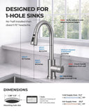 WEWE Kitchen Faucets with Pull Down Sprayer, Leak-Proof Stainless Steel Lead-Free Single Handle 1 Hole for Family Kitchen Commercial Camper Laundry Rv Bar, Brushed Nickel Bar Sink Faucet