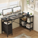 OLIXIS 55" L Shaped Gaming Computer Desk with Drawers and Power Outlet